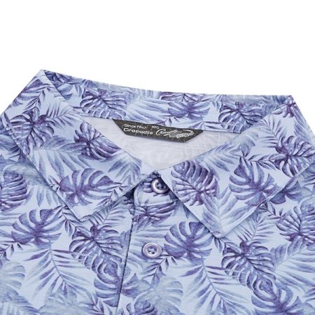 트로피컬 프린트 카라 티셔츠