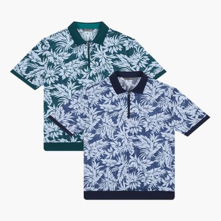 트로피컬 우븐 패치 집업 니트