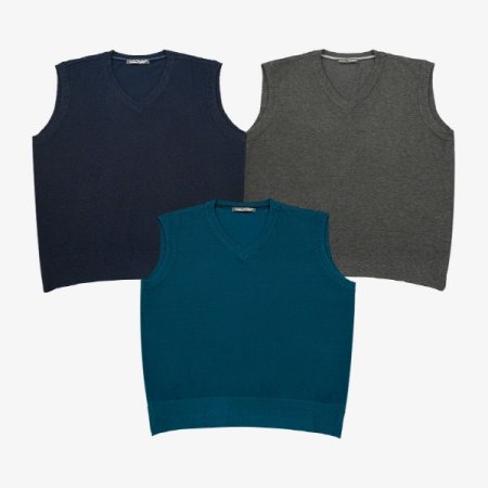 시그니처 피케 조직 브이넥 베스트