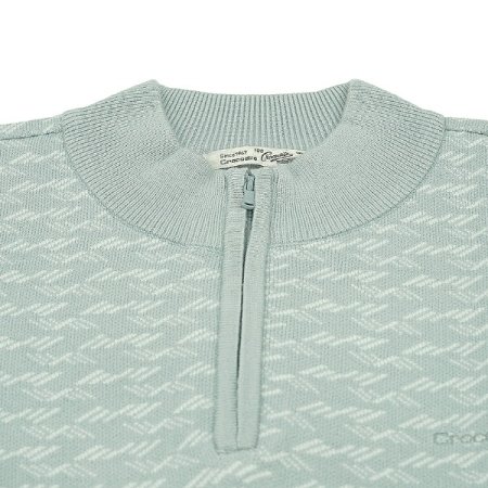 올오버 자카드 하프 집업 니트