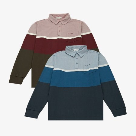 코트나 원사 스트라이프 카라 티셔츠