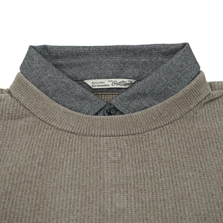 셔닐 블록 패턴 라운드 레이어드 니트