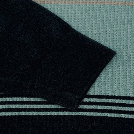 셔닐 블록 패턴 라운드 레이어드 니트