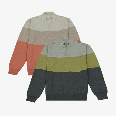 아가일 하프 집업 라운드 니트