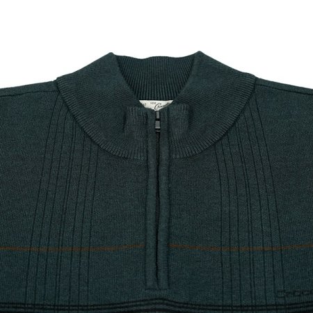 사선 자카드 하프 짚업 라운드 니트