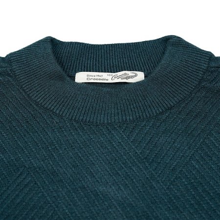 사선 조직 한기장패턴 모크넥 니트