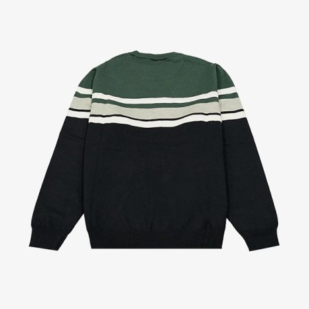 스트라이프 앞판 조직 라운드 니트