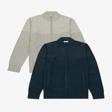 컬러 블록 풀집업 니트 가디건