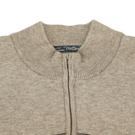 한기장 스트라이프 하프 집업 니트