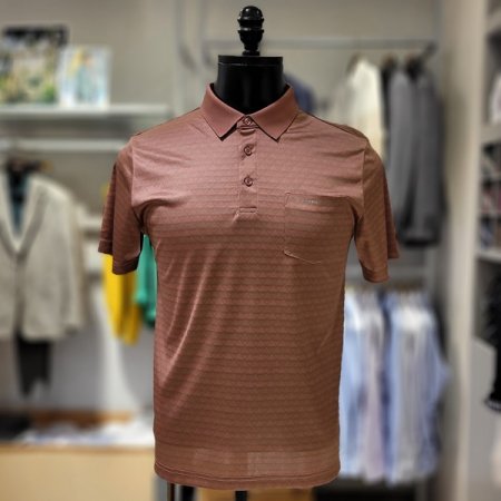 패턴 실크혼방 카라 티셔츠