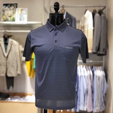 패턴 실크혼방 카라 티셔츠