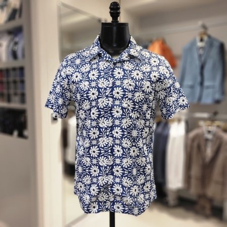 여름 프린트 오픈카라 반팔 남방