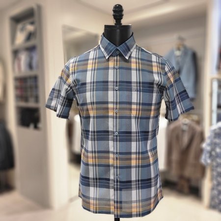 여름 멀티컬러 체크 반팔 남방