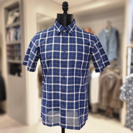 여름 윈도우 체크 반팔 남방