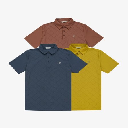 올오버 기하학 프린트 카라 티셔츠