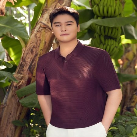 메쉬 폴로형 반팔 니트