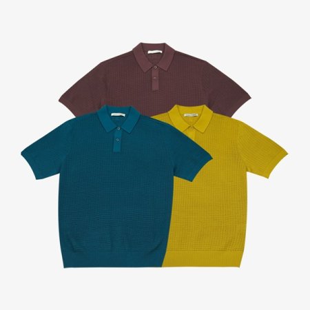 메쉬 폴로형 반팔 니트