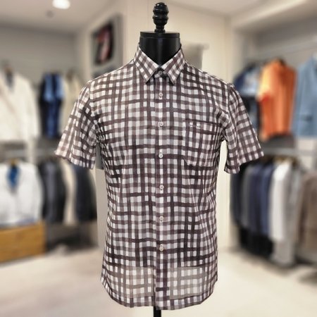 여름그라데이션 체크 반팔 남방