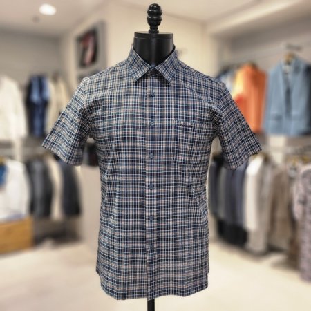 여름 써커 체크 반팔 남방