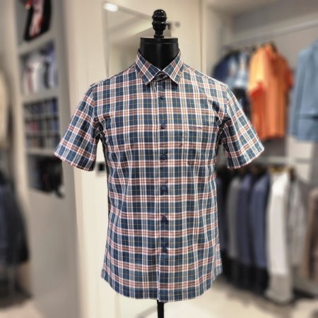 여름 타탄 체크 반팔 남방