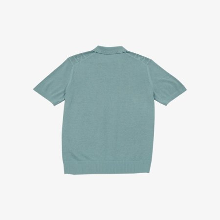 메쉬 조직 폴로형 반팔 니트