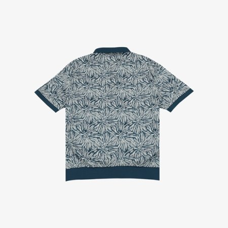 트로피컬 우븐 패치 반집업 니트