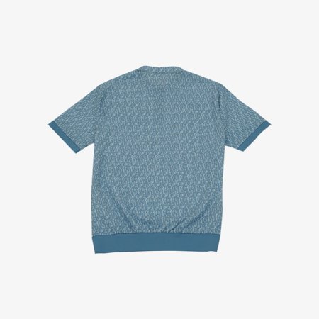 카라 우븐 패치 반집업 니트