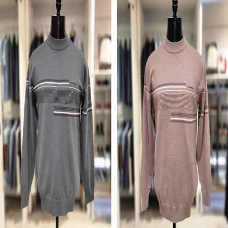 중앙패턴 포인트 모트넥니트 티