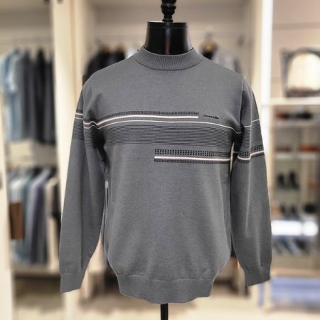 중앙패턴 포인트 모트넥니트 티