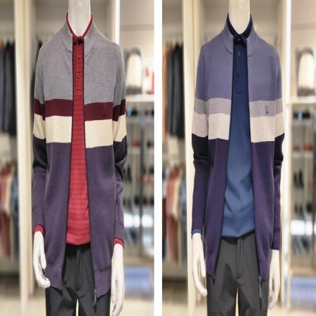 스트라이프 풀집업 니트 가디건