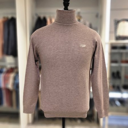 미니멀 조직 롱 터들넥 니트