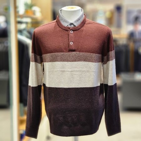 블록 배색형 레이어드 니트