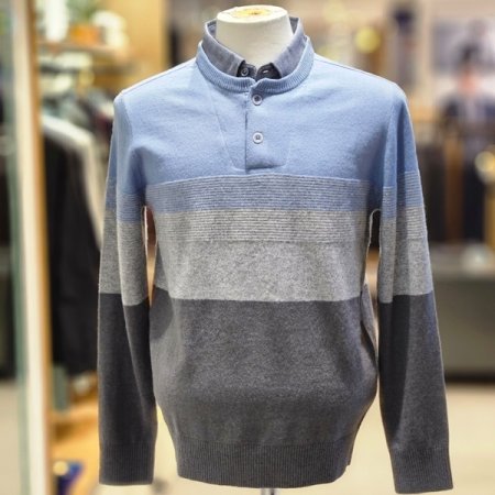 블록 배색형 레이어드 니트