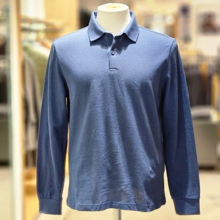 솔리드 긴팔 면 카라티셔츠