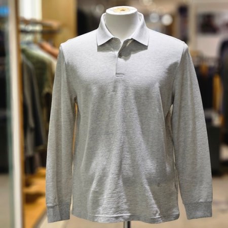 솔리드 긴팔 면 카라티셔츠