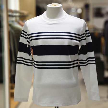 블럭 배색형 라운드 긴팔티셔츠