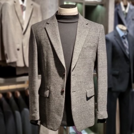 FW그레이글렌체크누빔자켓