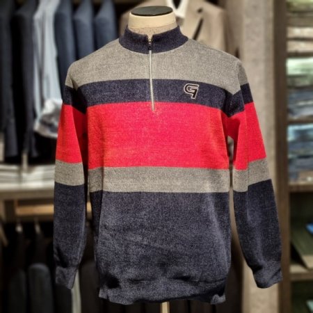 FW네이비짚업반폴라기모티셔츠