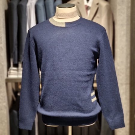 FW캐주얼네이비라운드니트티셔츠