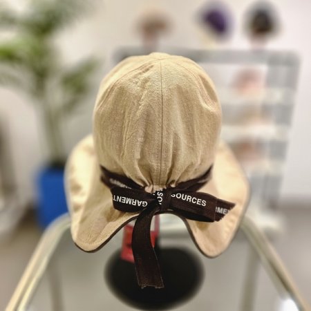 BE린넨리본챙모자