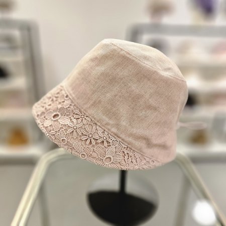 PK스트링 포인트레이스 린넨모자