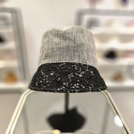 GR스트링 포인트레이스 린넨모자