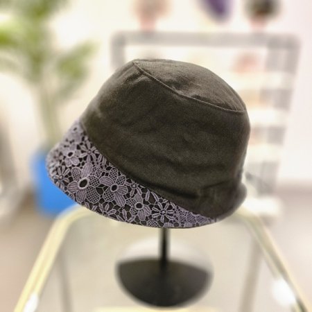 BK스트링 포인트레이스 린넨모자