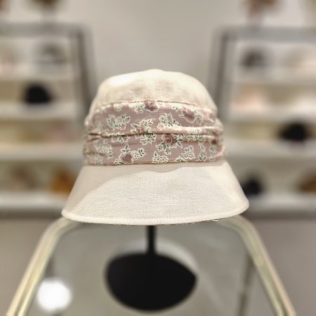 PK포인트플라워 린넨 벙거지모자