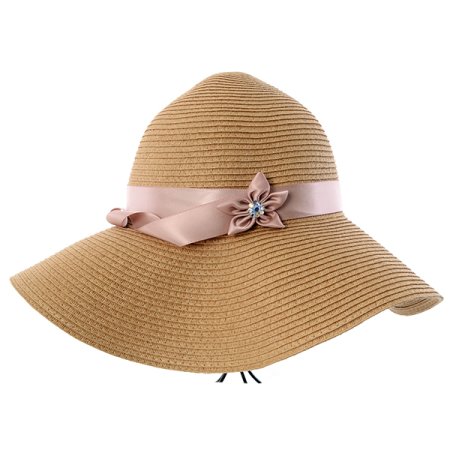 플로피 햇 핑크꽃 챙왕골모자