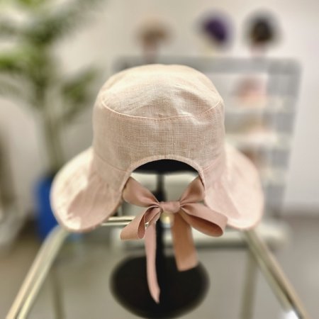 PK플로피린넨소재뒷리본챙모자