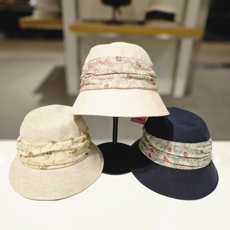 포인트플라워 린넨 벙거지 3