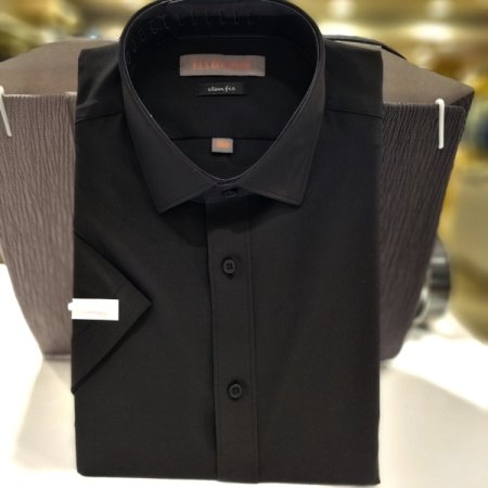 블랙반팔슬림셔츠