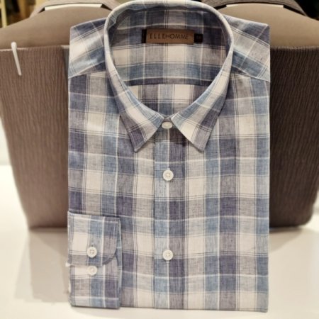 LINEN BLEND블루체크셔츠