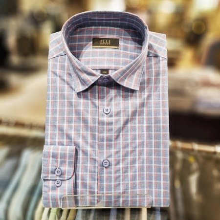 블루체크긴팔셔츠